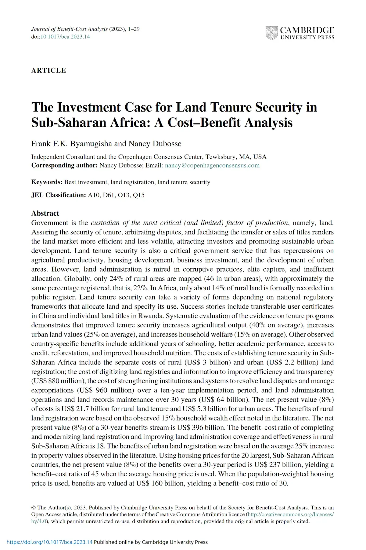Land tenure security