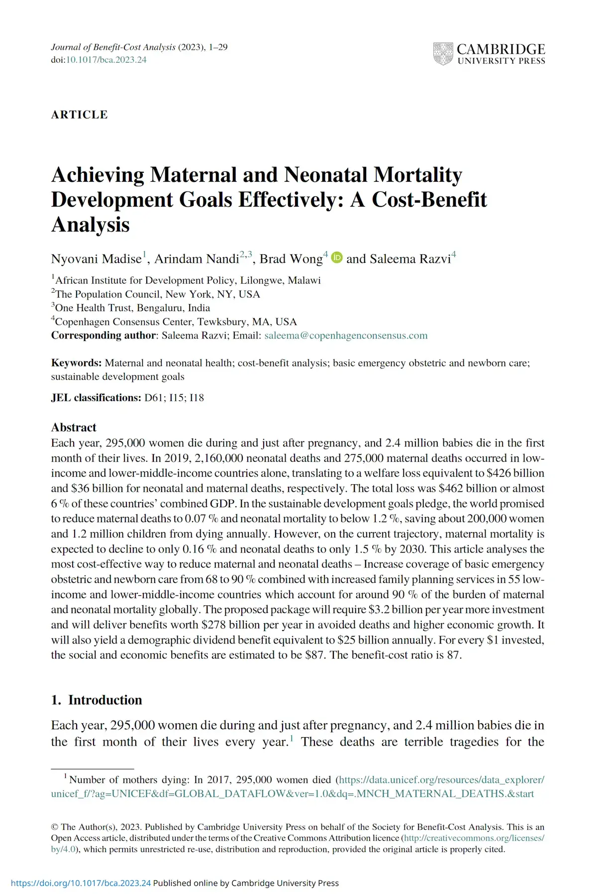 Maternal and Neonatal Health